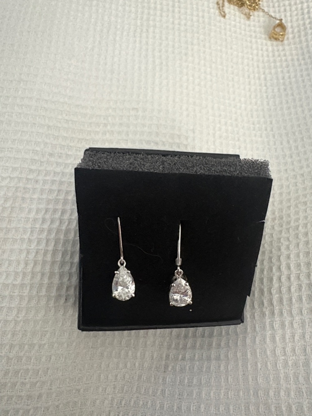 Sterling Silver Cubic Zirconia Drop Earrings - Clear 2kt total - Picture 2 of 4